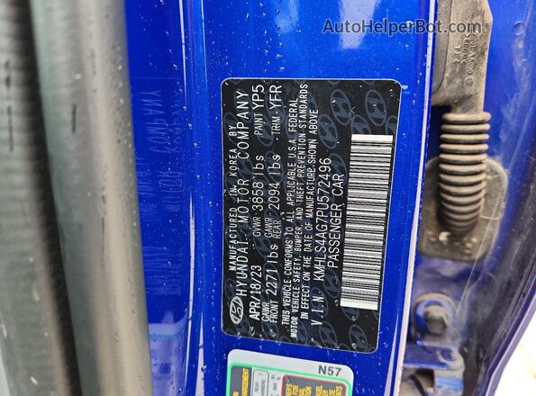 KMHLS4AG7PU572496 2023 HYUNDAI ELANTRA Blue Vista del compartimento del motor