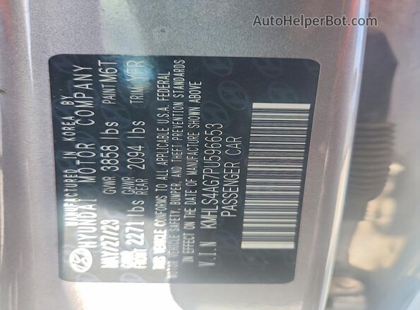 KMHLS4AG7PU596653 2023 HYUNDAI ELANTRA Silver VIN կոդի պիտակի տեսք