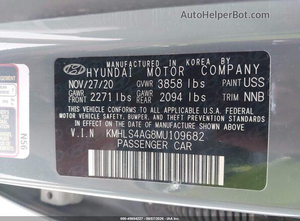 KMHLS4AG8MU109682 2021 HYUNDAI ELANTRA Light Blue Vista del compartimento del motor