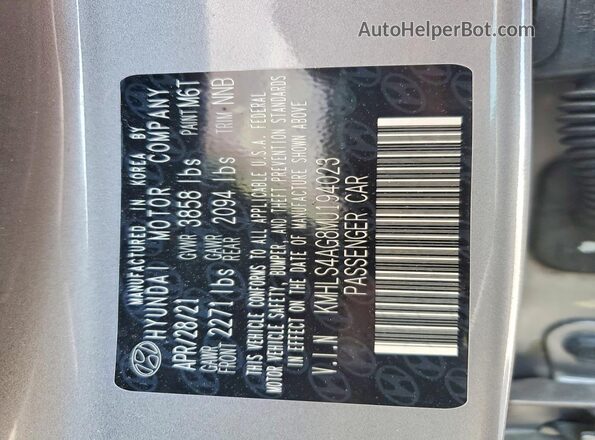 KMHLS4AG8MU194023 2021 HYUNDAI ELANTRA Silver Vista del compartimento del motor