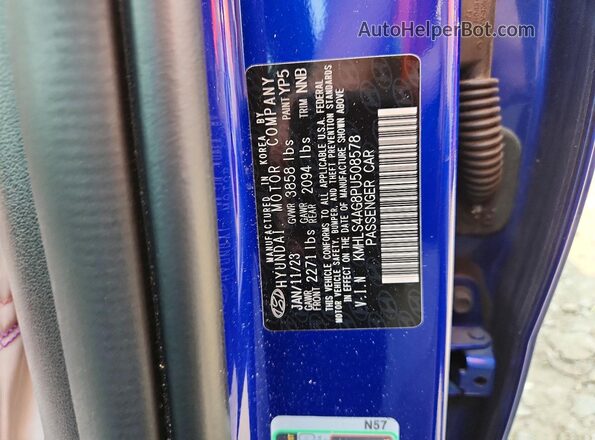 KMHLS4AG8PU508578 2023 HYUNDAI ELANTRA Blue Շարժիչի բաժամունքի տեսք