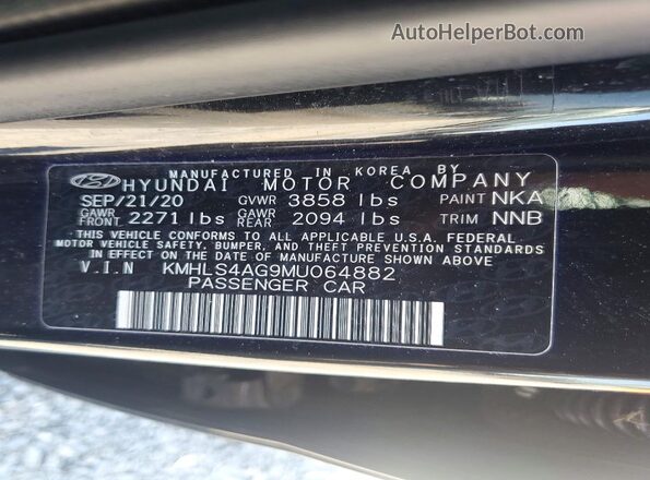 KMHLS4AG9MU064882 2021 HYUNDAI ELANTRA Black Вид підкапотного простору