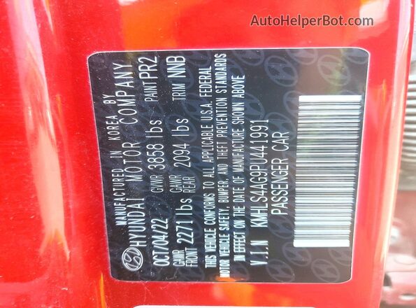 KMHLS4AG9PU441991 2023 HYUNDAI ELANTRA Red Вид наклейки з VIN-кодом