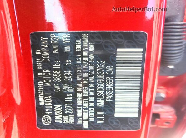 KMHLS4DG0RU837032 2024 HYUNDAI ELANTRA Red VIN sticker view