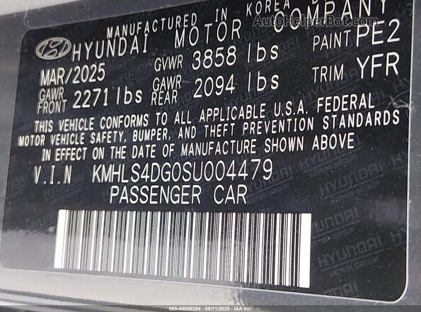 KMHLS4DG0SU004479 2025 HYUNDAI ELANTRA Серый Вид подкапотного пространства