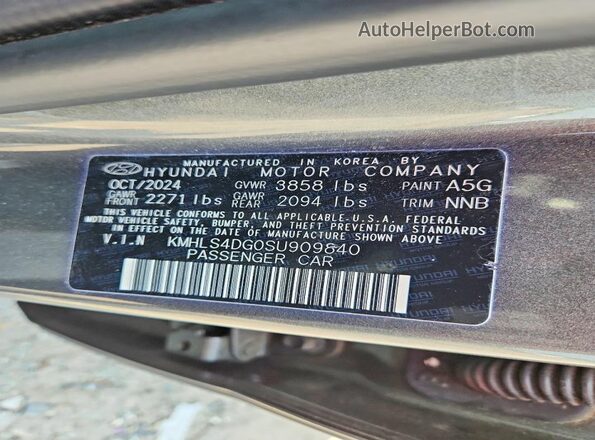KMHLS4DG0SU909840 2025 HYUNDAI ELANTRA Gray Widok komory silnika