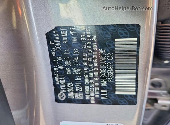 KMHLS4DG1RU745685 2024 HYUNDAI ELANTRA Silver Vista del compartimento del motor