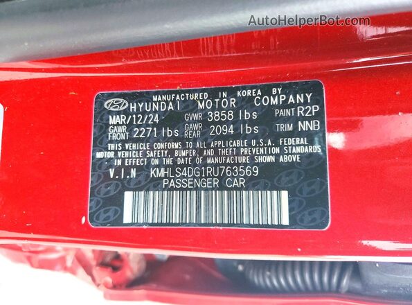 KMHLS4DG1RU763569 2024 HYUNDAI ELANTRA Red Widok komory silnika