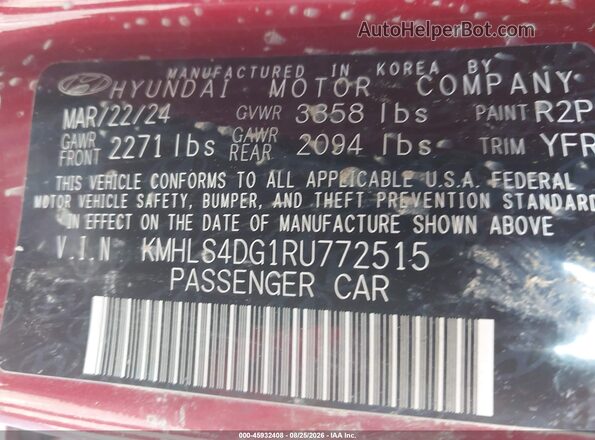 KMHLS4DG1RU772515 2024 HYUNDAI ELANTRA Красный Вид подкапотного пространства