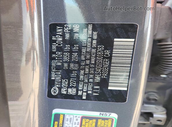 KMHLS4DG1SU018763 2025 HYUNDAI ELANTRA Gray Շարժիչի բաժամունքի տեսք