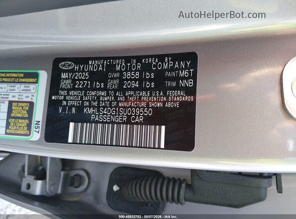 KMHLS4DG1SU039550 2025 HYUNDAI ELANTRA Silver Շարժիչի բաժամունքի տեսք