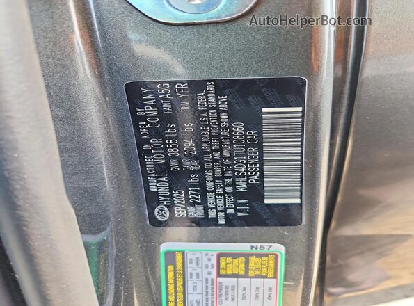 KMHLS4DG1TU108660 2026 HYUNDAI ELANTRA Gray Вид наклейки з VIN-кодом