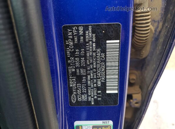 KMHLS4DG2RU668406 2024 HYUNDAI ELANTRA Blue VIN sticker view