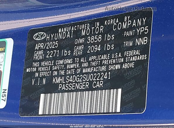 KMHLS4DG2SU022241 2025 HYUNDAI ELANTRA Blue Engine compartment view