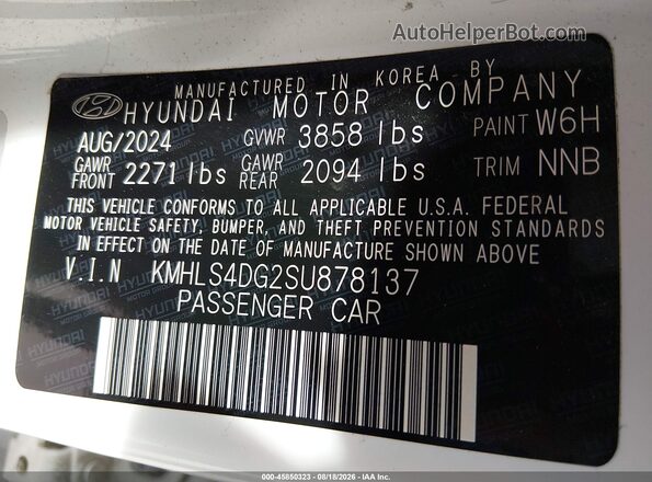 KMHLS4DG2SU878137 2025 HYUNDAI ELANTRA White Engine compartment view