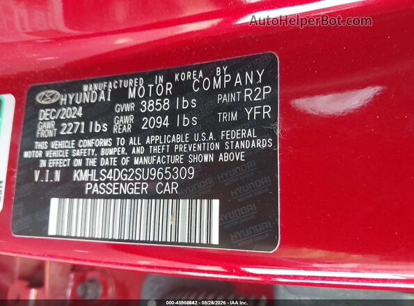 KMHLS4DG2SU965309 2025 HYUNDAI ELANTRA Red Widok komory silnika