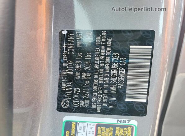 KMHLS4DG3RU667328 2024 HYUNDAI ELANTRA Gray Vista del compartimento del motor