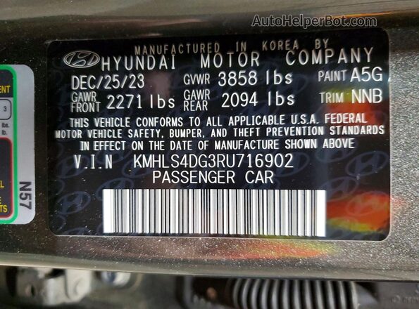 KMHLS4DG3RU716902 2024 HYUNDAI ELANTRA Gray Vista de la etiqueta del VIN