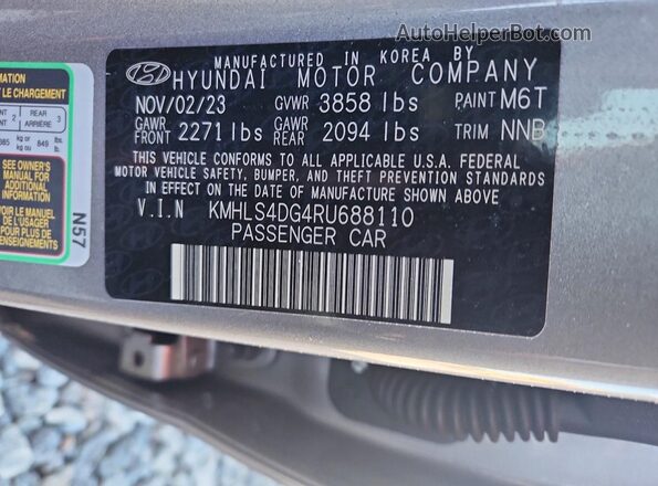 KMHLS4DG4RU688110 2024 HYUNDAI ELANTRA Silver VIN sticker view
