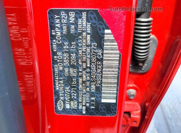 KMHLS4DG4RU807273 2024 HYUNDAI ELANTRA Red ძრავის განყოფილების ხედი