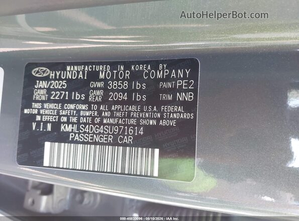 KMHLS4DG4SU971614 2025 HYUNDAI ELANTRA Серый Вид подкапотного пространства