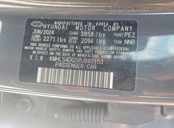 KMHLS4DG5RU840153 2024 HYUNDAI ELANTRA Серый Вид наклейки с VIN-кодом
