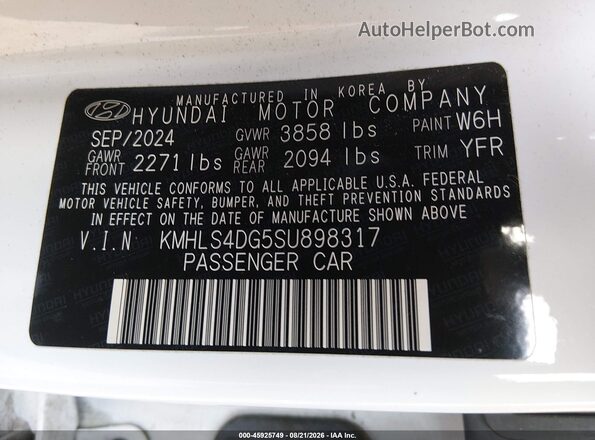 KMHLS4DG5SU898317 2025 HYUNDAI ELANTRA White Widok komory silnika