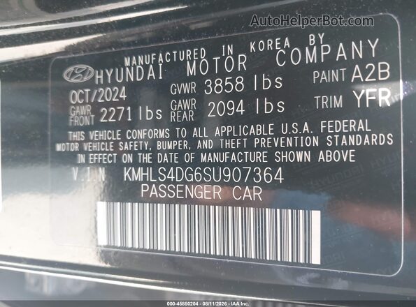 KMHLS4DG6SU907364 2025 HYUNDAI ELANTRA Black Widok komory silnika
