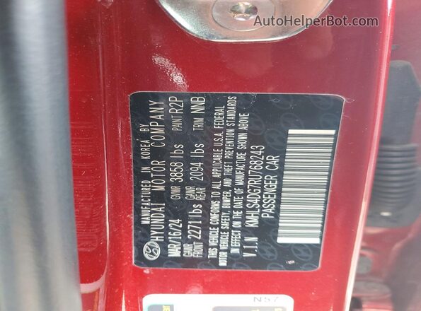 KMHLS4DG7RU768243 2024 HYUNDAI ELANTRA Maroon VIN sticker view