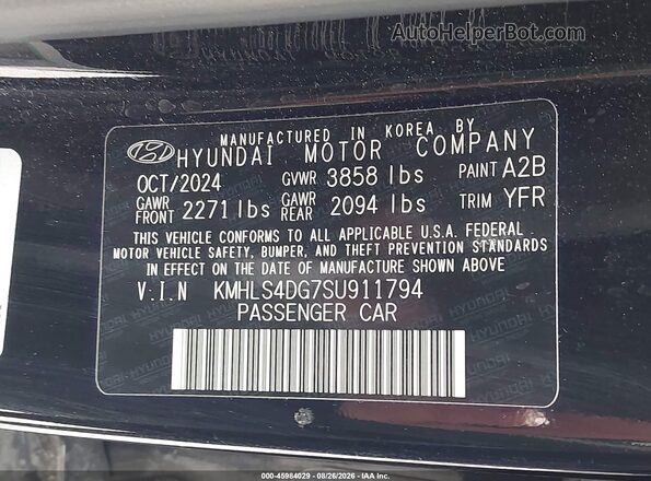KMHLS4DG7SU911794 2025 HYUNDAI ELANTRA Черный Вид подкапотного пространства