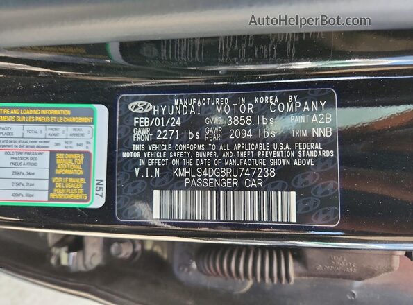 KMHLS4DG8RU747238 2024 HYUNDAI ELANTRA Black Engine compartment view