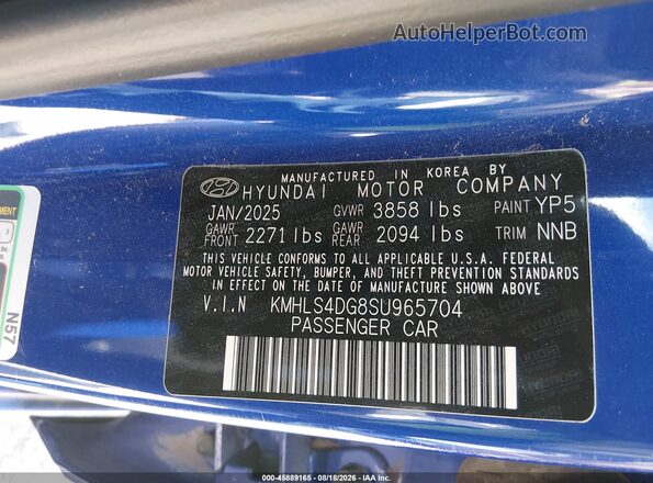 KMHLS4DG8SU965704 2025 HYUNDAI ELANTRA Blue Widok komory silnika