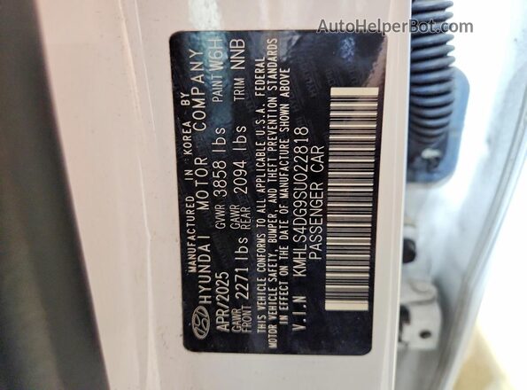 KMHLS4DG9SU022818 2025 HYUNDAI ELANTRA White Vista del compartimento del motor