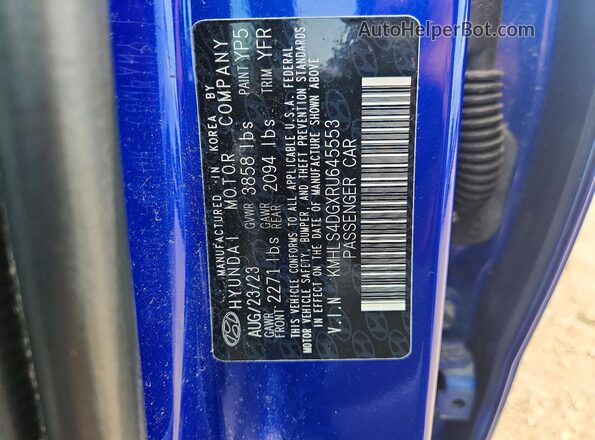 KMHLS4DGXRU645553 2024 HYUNDAI ELANTRA Blue ძრავის განყოფილების ხედი
