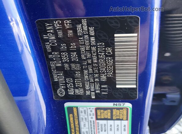 KMHLS4DGXRU647013 2024 HYUNDAI ELANTRA Blue Вид підкапотного простору