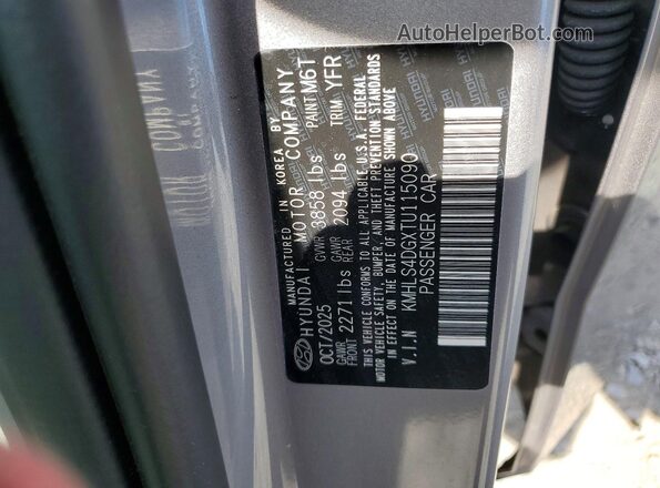 KMHLS4DGXTU115090 2026 HYUNDAI ELANTRA Silver VIN კოდის სტიკერის ხედი