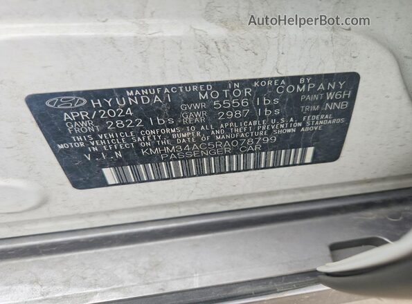 KMHM34AC5RA078799 2024 HYUNDAI IONIQ White VIN կոդի պիտակի տեսք