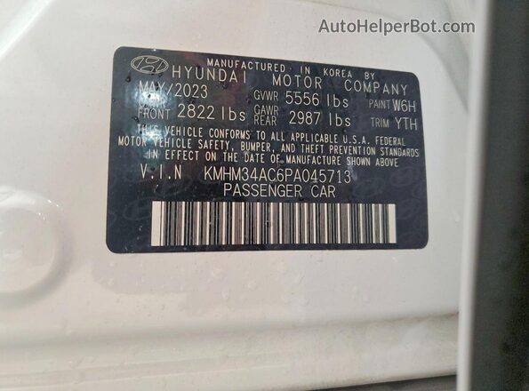 KMHM34AC6PA045713 2023 HYUNDAI IONIQ Белый Вид подкапотного пространства