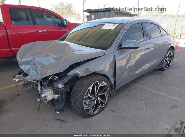 KMHM54AC1PA019546 2023 HYUNDAI IONIQ 6 Gray Առջևի ձախ երեք քառորդ տեսարան