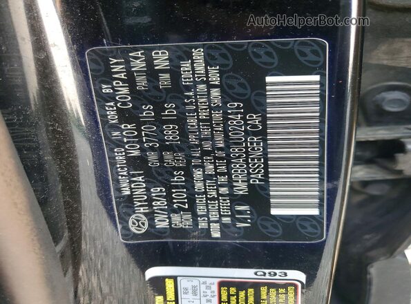 KMHRB8A38LU028419 2020 HYUNDAI VENUE Черный Вид подкапотного пространства