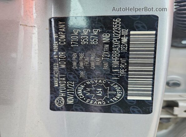 KMHRB8A3XPU223556 2023 HYUNDAI VENUE Gray Engine compartment view