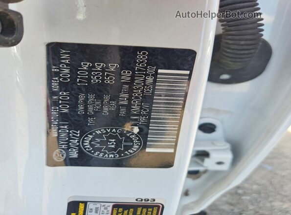 KMHRC8A30NU176385 2022 HYUNDAI VENUE White ძრავის განყოფილების ხედი