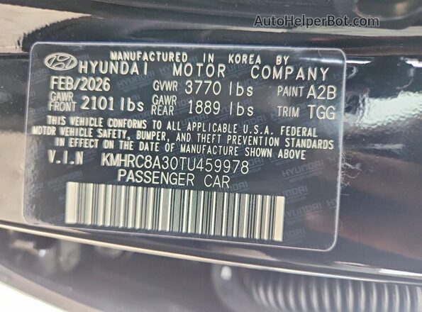 KMHRC8A30TU459978 2026 HYUNDAI VENUE Black Widok naklejki z numerem VIN