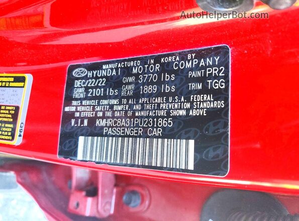 KMHRC8A31PU231865 2023 HYUNDAI VENUE Maroon Vista del compartimento del motor