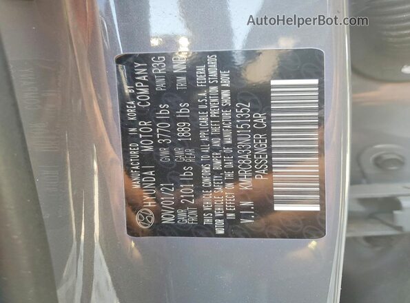 KMHRC8A33NU151352 2022 HYUNDAI VENUE Gray Vista de la etiqueta del VIN