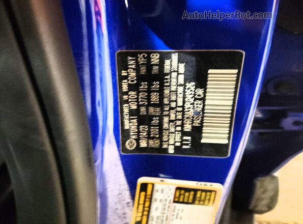 KMHRC8A33PU249526 2023 HYUNDAI VENUE Blue Widok naklejki z numerem VIN