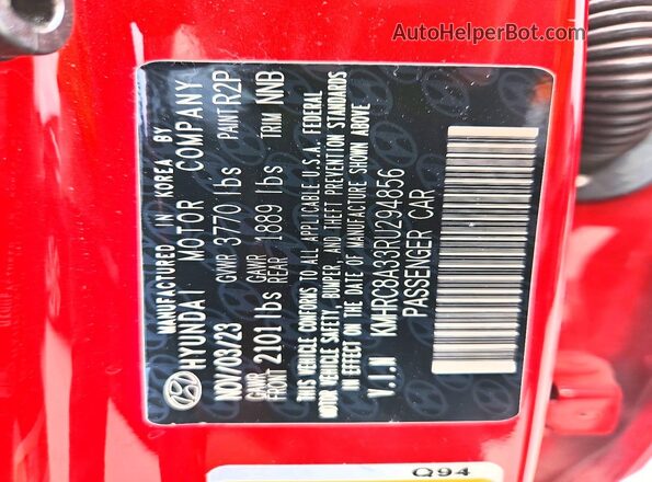 KMHRC8A33RU294856 2024 HYUNDAI VENUE Red Սալոնի 360 աստիճան տեսք