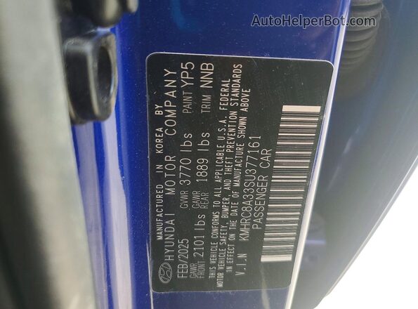 KMHRC8A33SU377161 2025 HYUNDAI VENUE Blue Вид наклейки з VIN-кодом