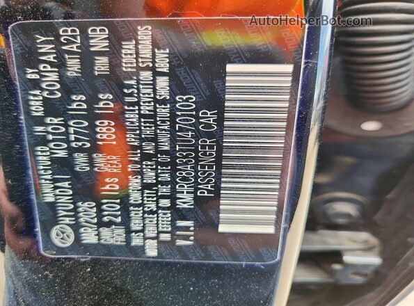 KMHRC8A33TU470103 2026 HYUNDAI VENUE Черный Вид наклейки с VIN-кодом