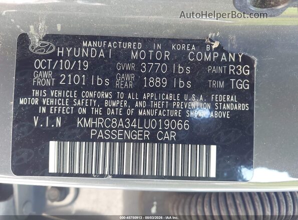KMHRC8A34LU019066 2020 HYUNDAI VENUE Gray Вид підкапотного простору